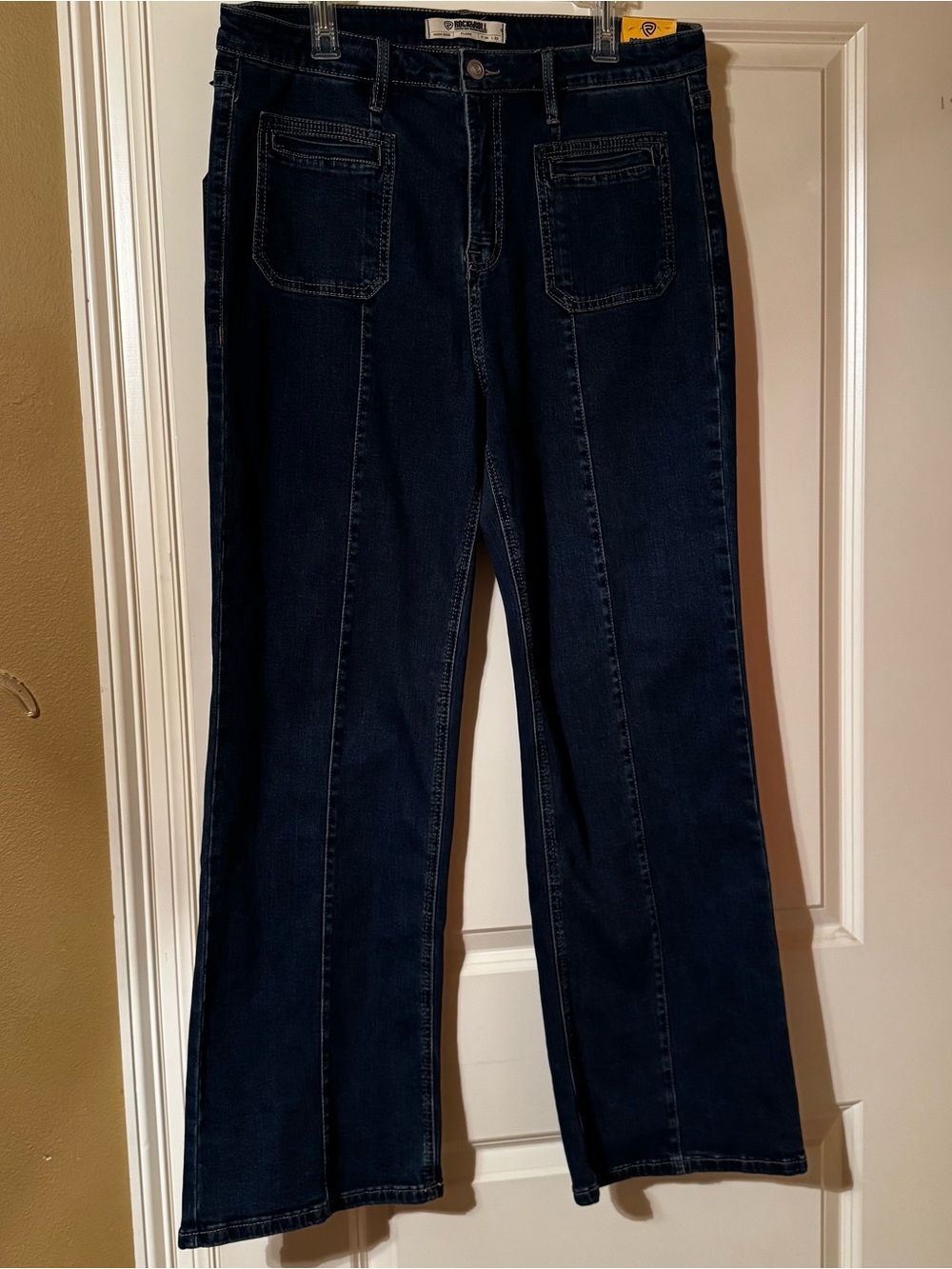 NWT Rock & Roll Denim High Rise Flare Jeans Women’s 36x32 Dark Wash western - Picture 2 of 13